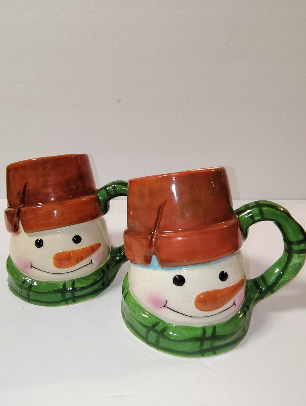 Set Of 2 Hallmark Mitford Ceramic Snowman Mug Holiday Christmas Coffee Cup 20 oz